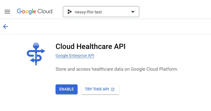 Cloud Healthcare API, con un botón de “Enable”