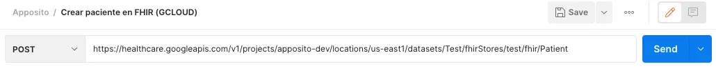 La URL incluyendo “Patient” en Postman