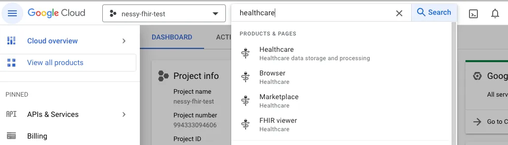 Aparece “Products & Pages”, la primera opción es “Healthcare”