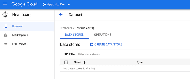 En la vista de tu dataset, puedes crear un Data Store