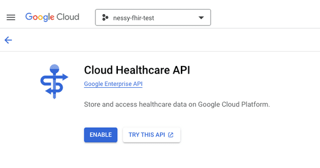 Cloud Healthcare API, con un botón de "Enable"
