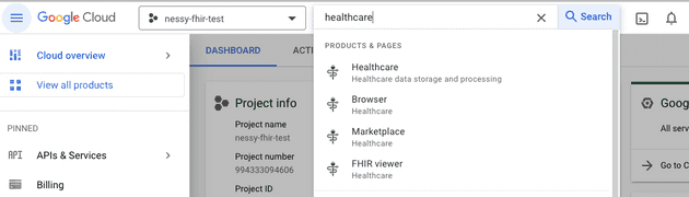 Aparece "Products & Pages", la primera opción es "Healthcare"